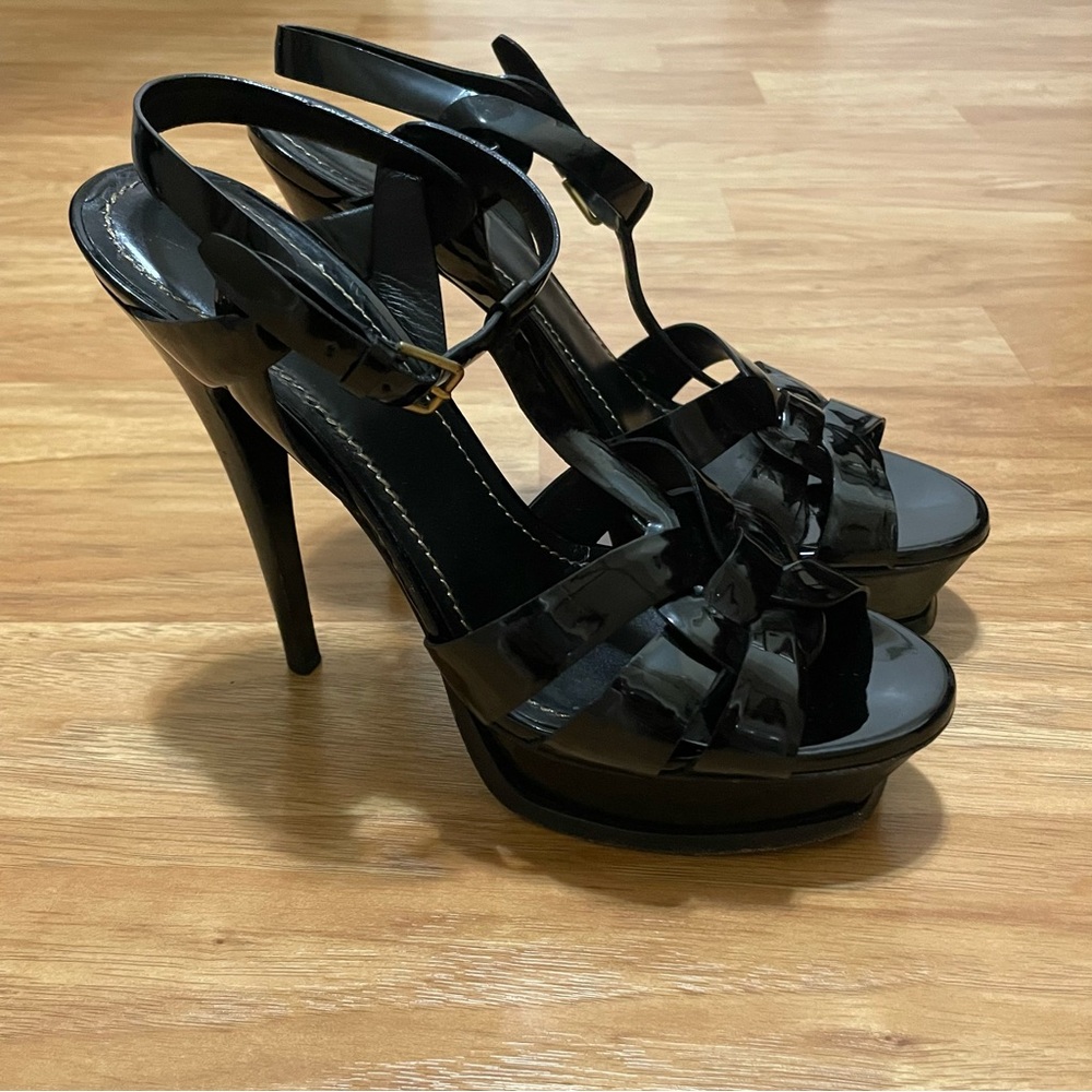 Yves Saint Laurent Tribute Black sandals Heels - Picture 6 of 11